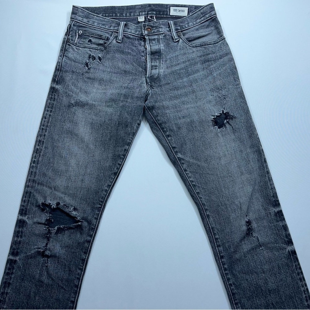Todd Snyder Jeans Mens 28x32 Charcoal Grey Slim Fit Japanese Selvedge Button Fly